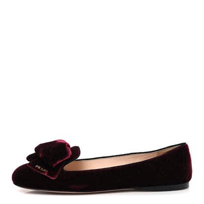 Prada Velluto Ballerina Flats 37.5 Bordeaux 1 of 10