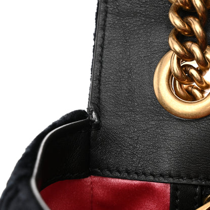 Gucci Velvet Matelasse Loved Embroidered Medium GG Marmont Shoulder Bag Black 12 of 13