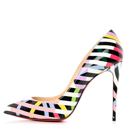 Christian Louboutin Patent Cinestripes Pigalle Follies 100 Pumps 38.5 Multi 2 of 16