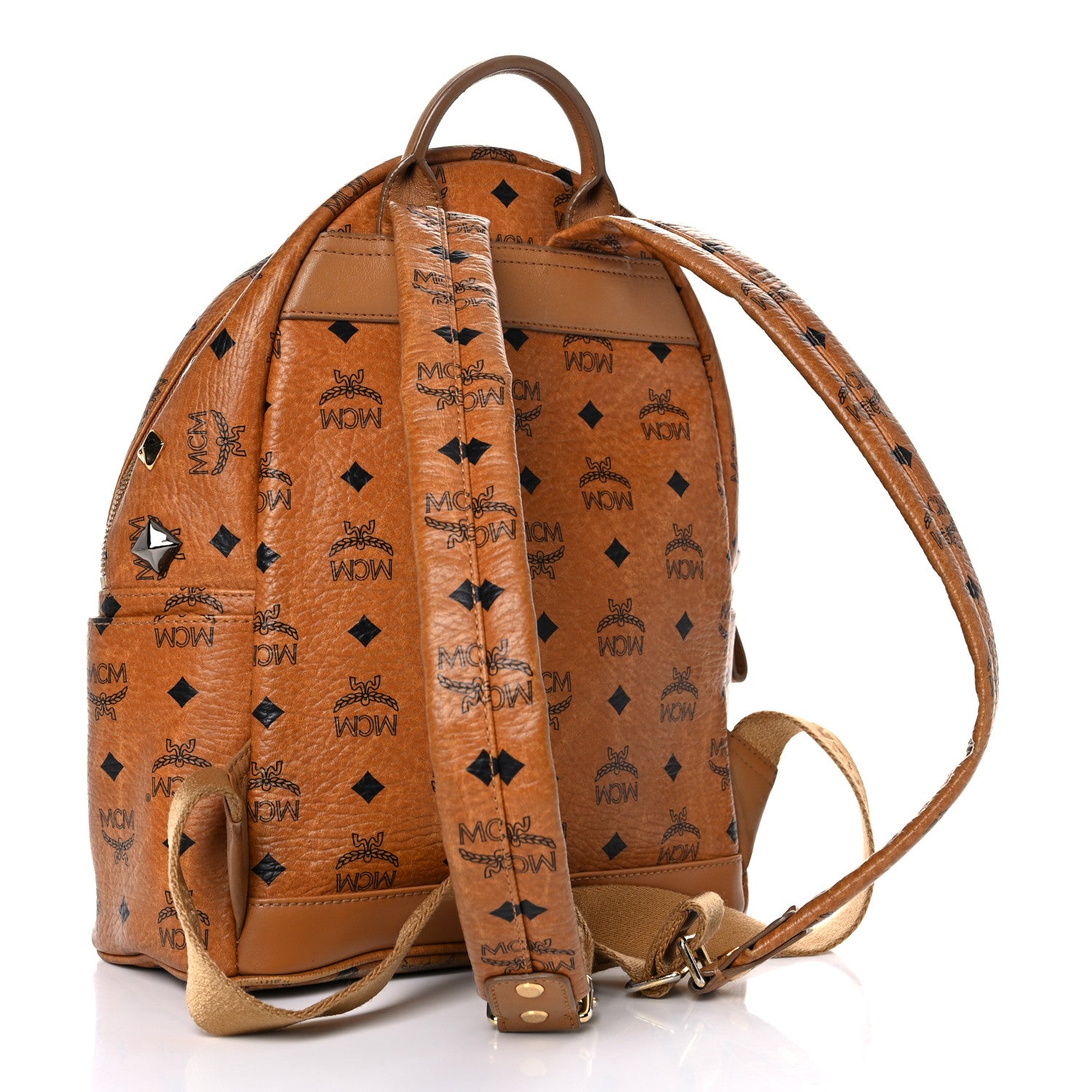 MCM Visetos Studded Small Stark M Backpack Cognac 3 of 19