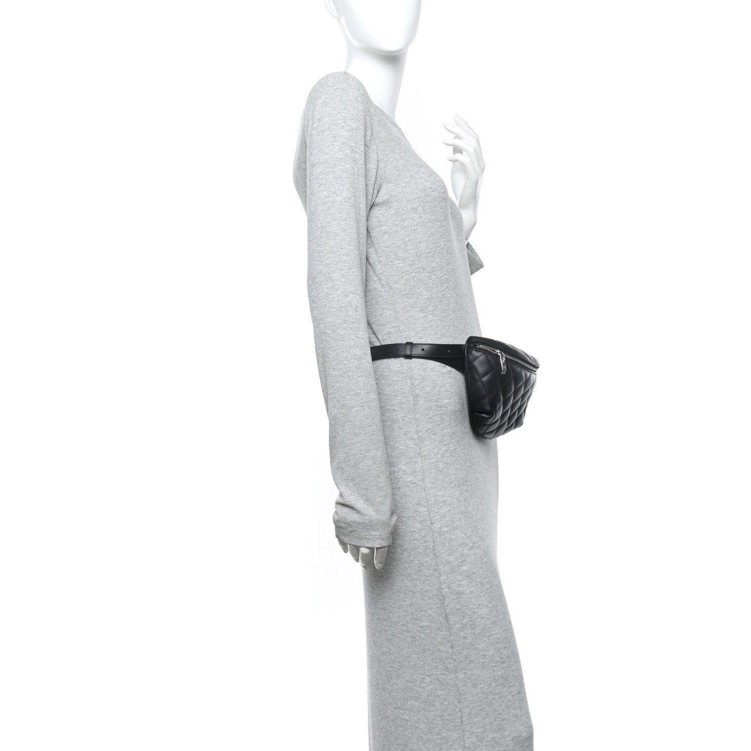 Chanel Calfskin Quilted Uniform Waist Belt Bag Black 2 of 10