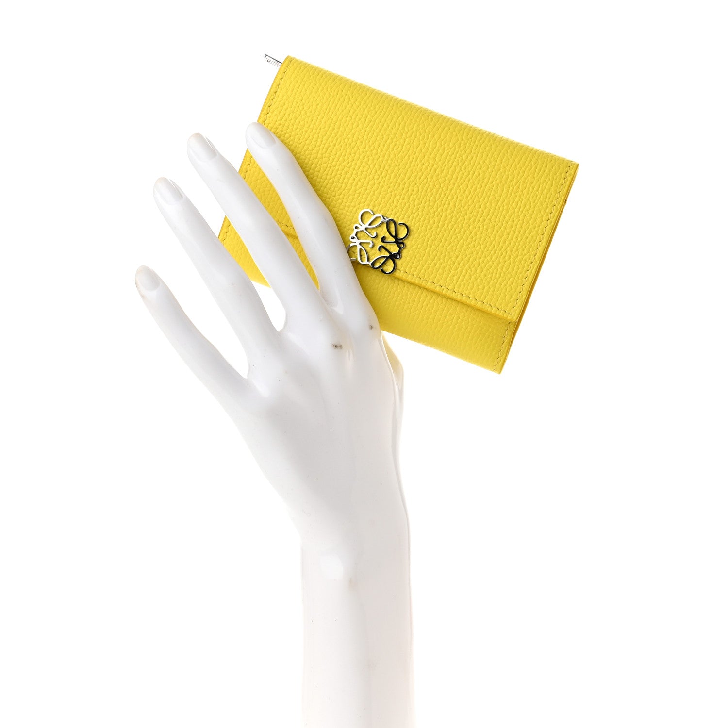 Loewe Pebble Grain Calfskin Anagram Small Vertical Wallet Lemon 2 of 7