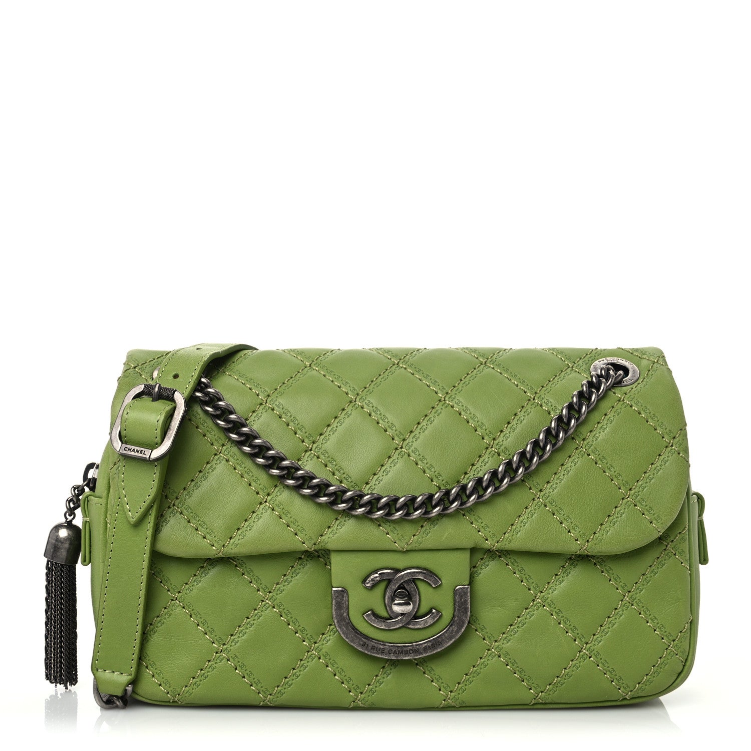 Chanel Calfskin Quilted Medium Coco Sporran Flap Green 1 of 10