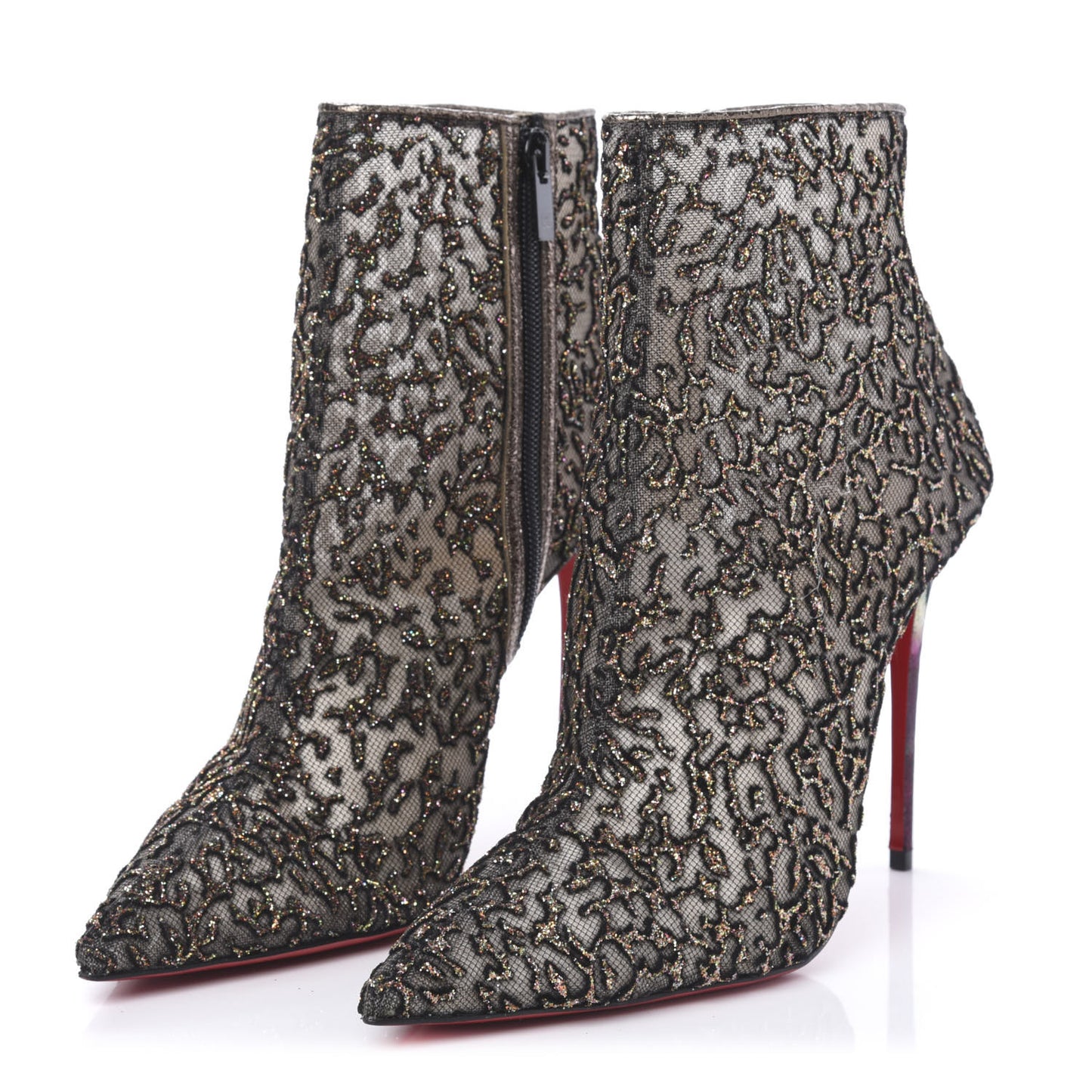Mesh Glitter Nancy Bootie 100 Ankle Boots 42 Black