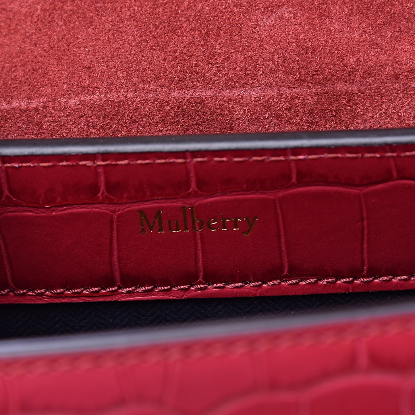Shiny Croc Calfskin Embossed Micro Seaton Red Berry