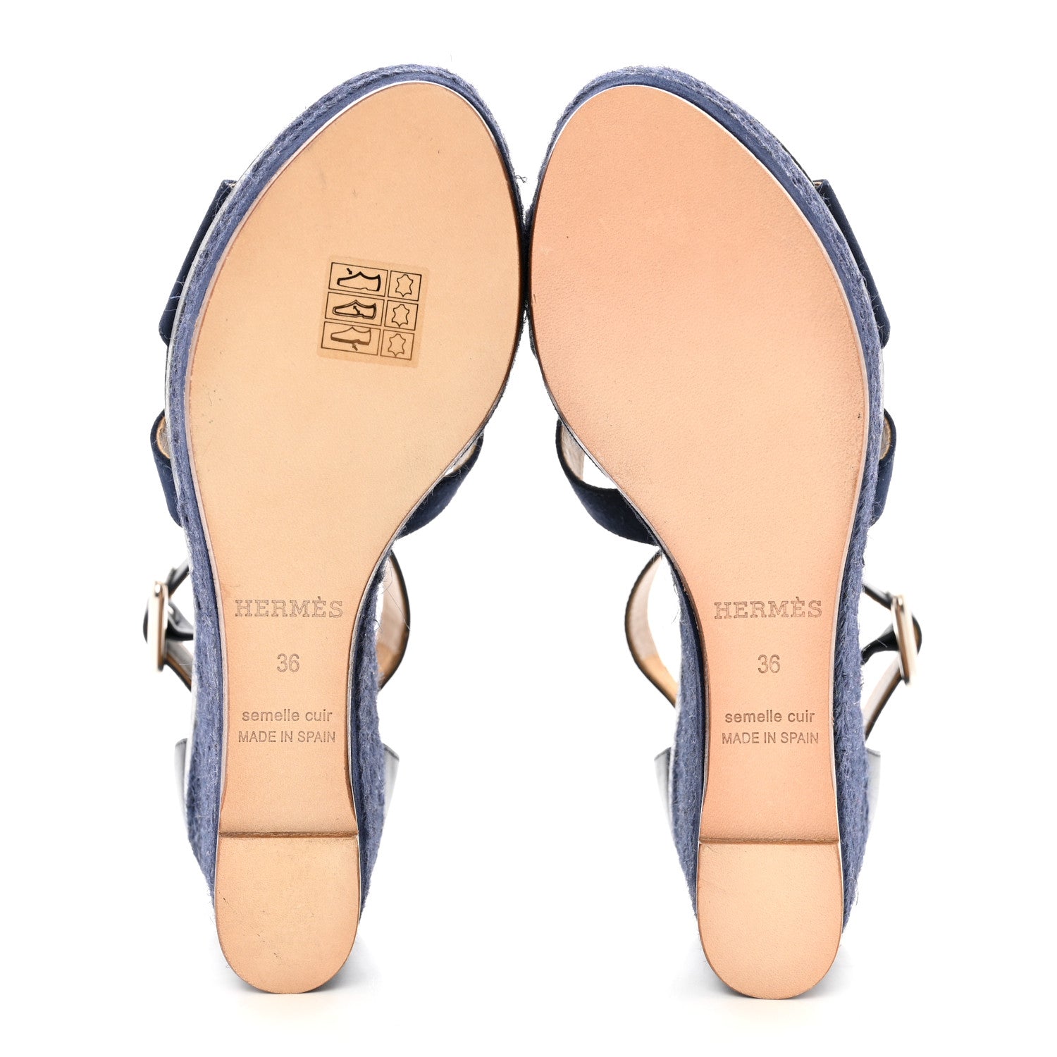 Hermes Suede Ilana Espadrille Wedge Sandals 36 Bleu Indigo 5 of 8