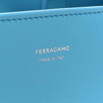 Salvatore Ferragamo Natural Grain Calfskin Small Hug Bag Light Blue 5 of 9