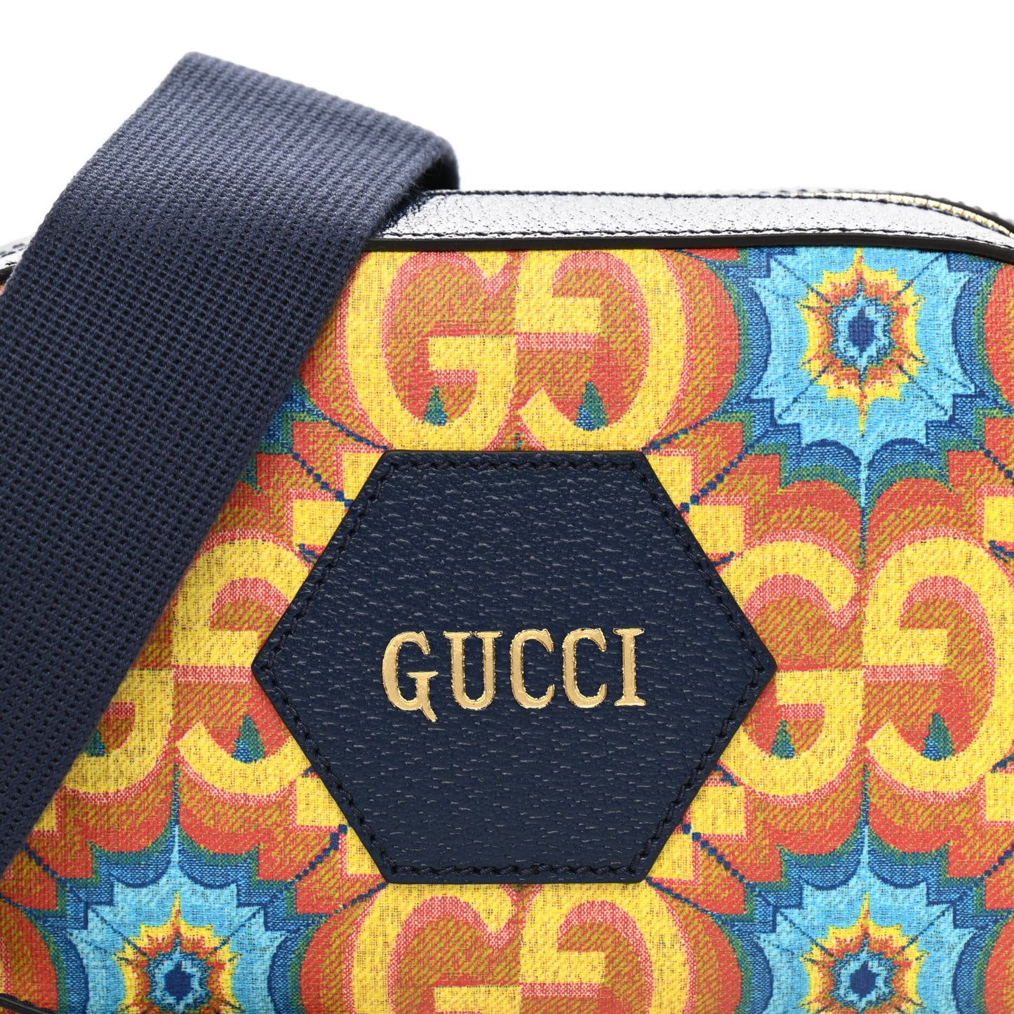GG Supreme Kaleidoscope Calfskin Script Logo Gucci 100 Camera Bag Blue Orange Multicolor Blue Agata