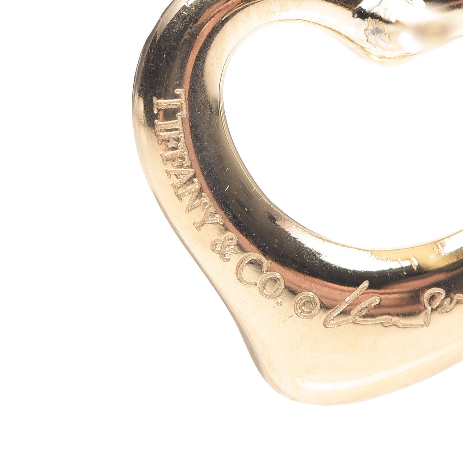 Tiffany 18K Yellow Gold 11mm Elsa Peretti Open Heart Earrings 3 of 6