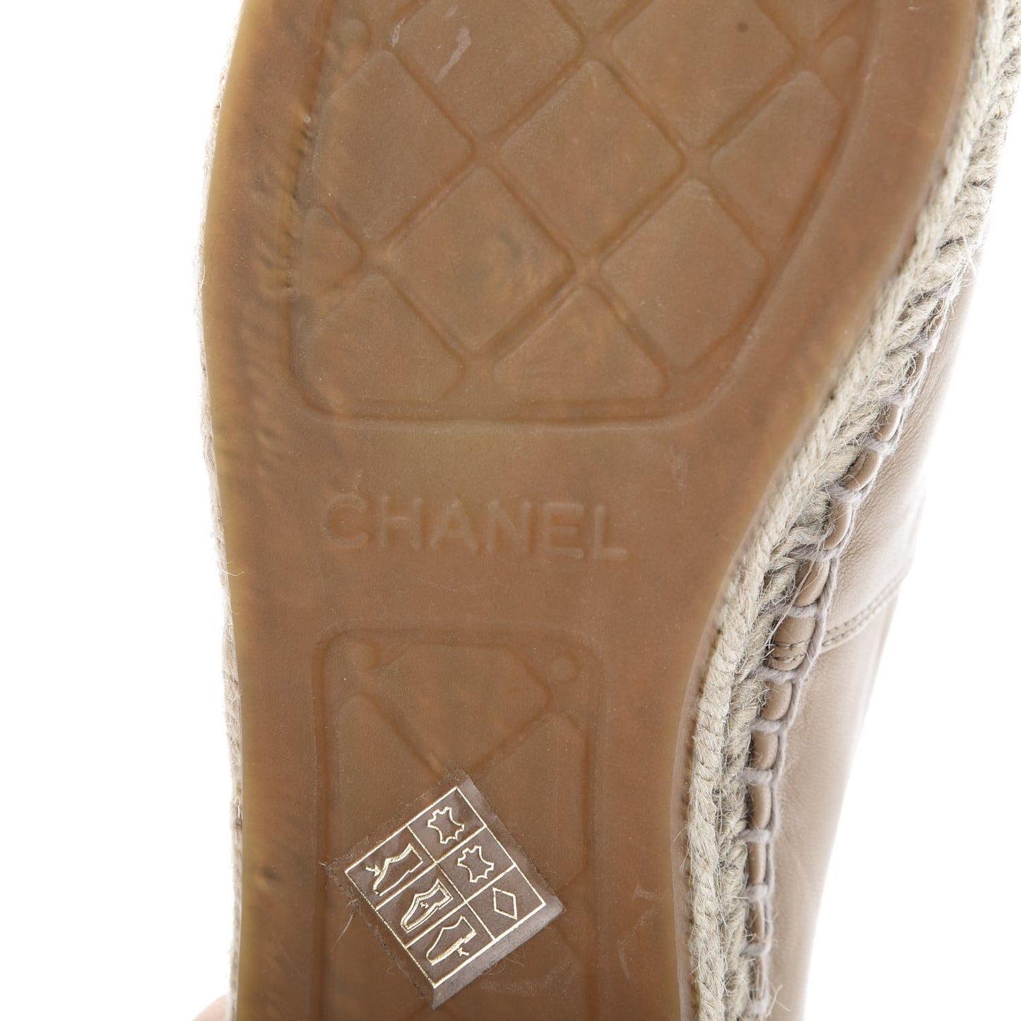 Lambskin CC Espadrilles 38 Beige Black