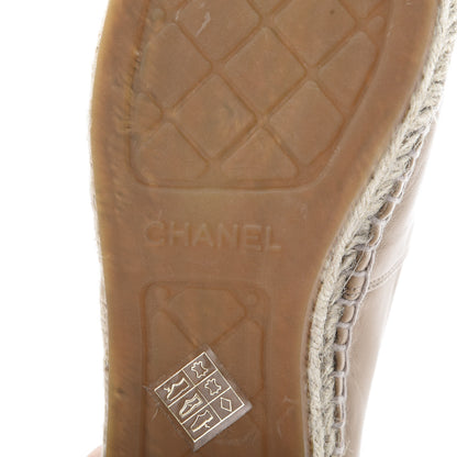Chanel Lambskin CC Espadrilles 38 Beige Black 8 of 11