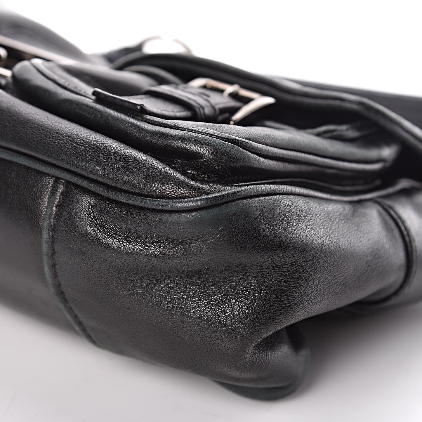 Royal Calf Easy Foldover Pushlock Flap Shoulder Bag Black