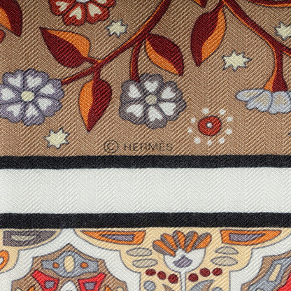Hermes Cashmere Silk Aux Portes Du Palais Shawl 140 Noir Beige Rouge 7 of 7