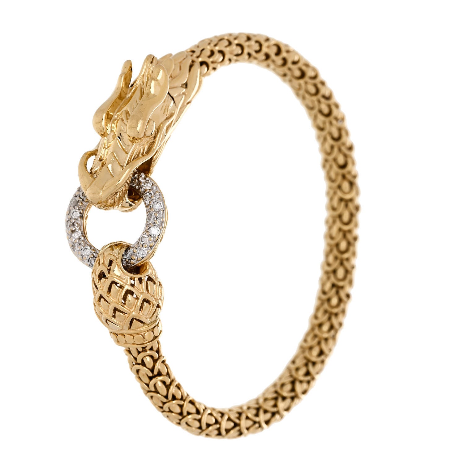 John Hardy 18K Yellow Gold Diamond Legends Naga Bracelet 1 of 4