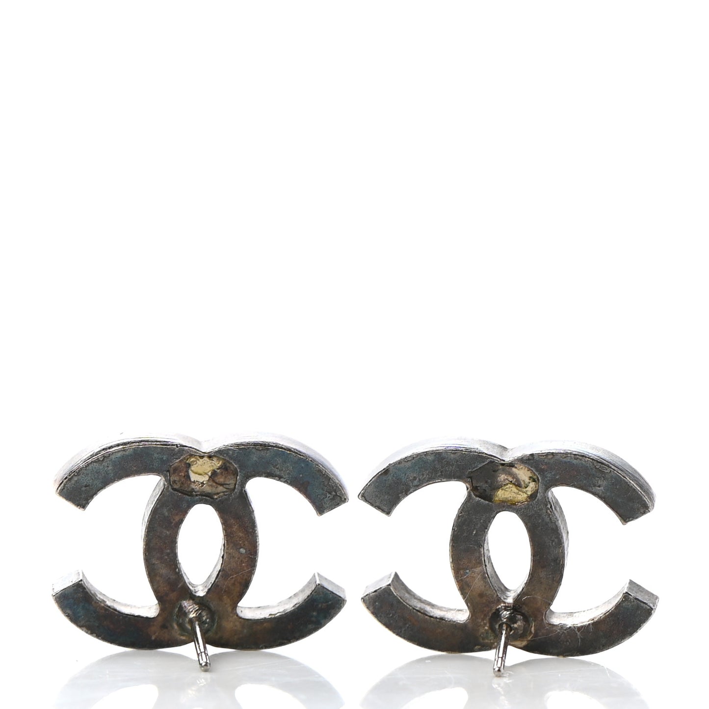 Resin Crystal Pearl CC Earrings Black