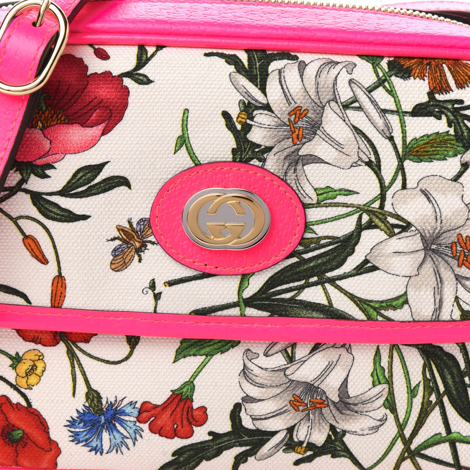 Gucci Canvas Flora Floral Shoulder Bag White Fuchsia Fluo 11 of 11