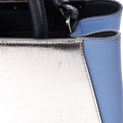 Fendi Vitello Elite Calfskin Colorblock Petite 2Jours Tote Blue Multicolor 17 of 20