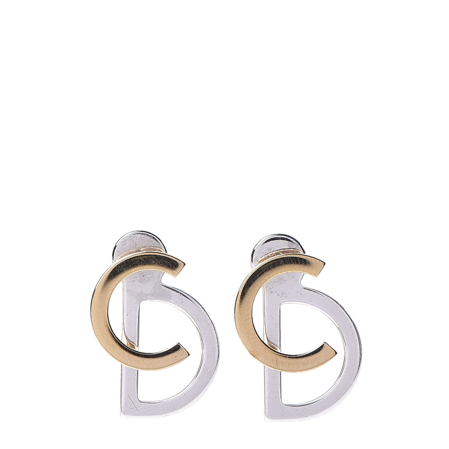 Your Dior Logo Stud Earrings Silver Gold