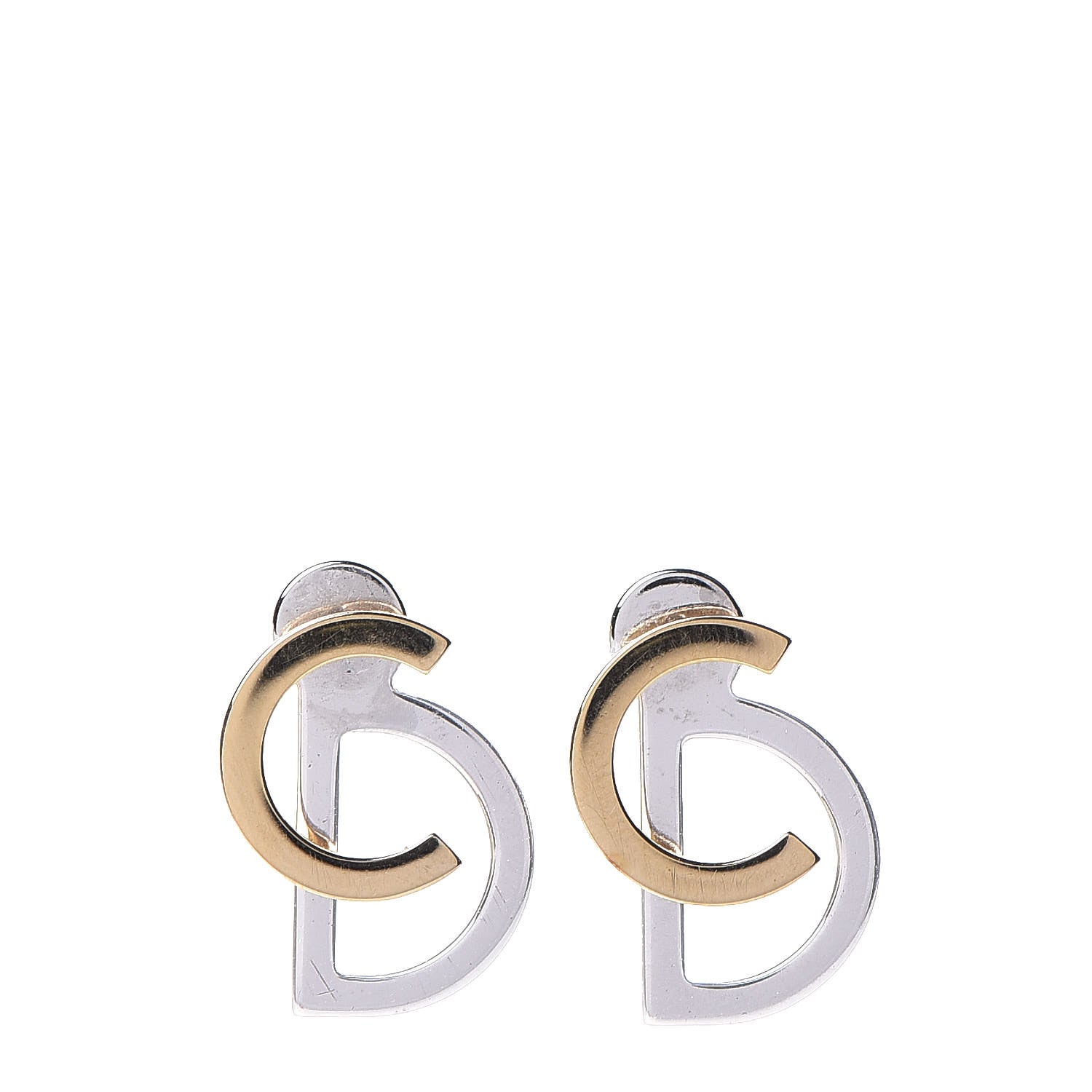 Christian Dior Your Dior Logo Stud Earrings Silver Gold 1 of 4