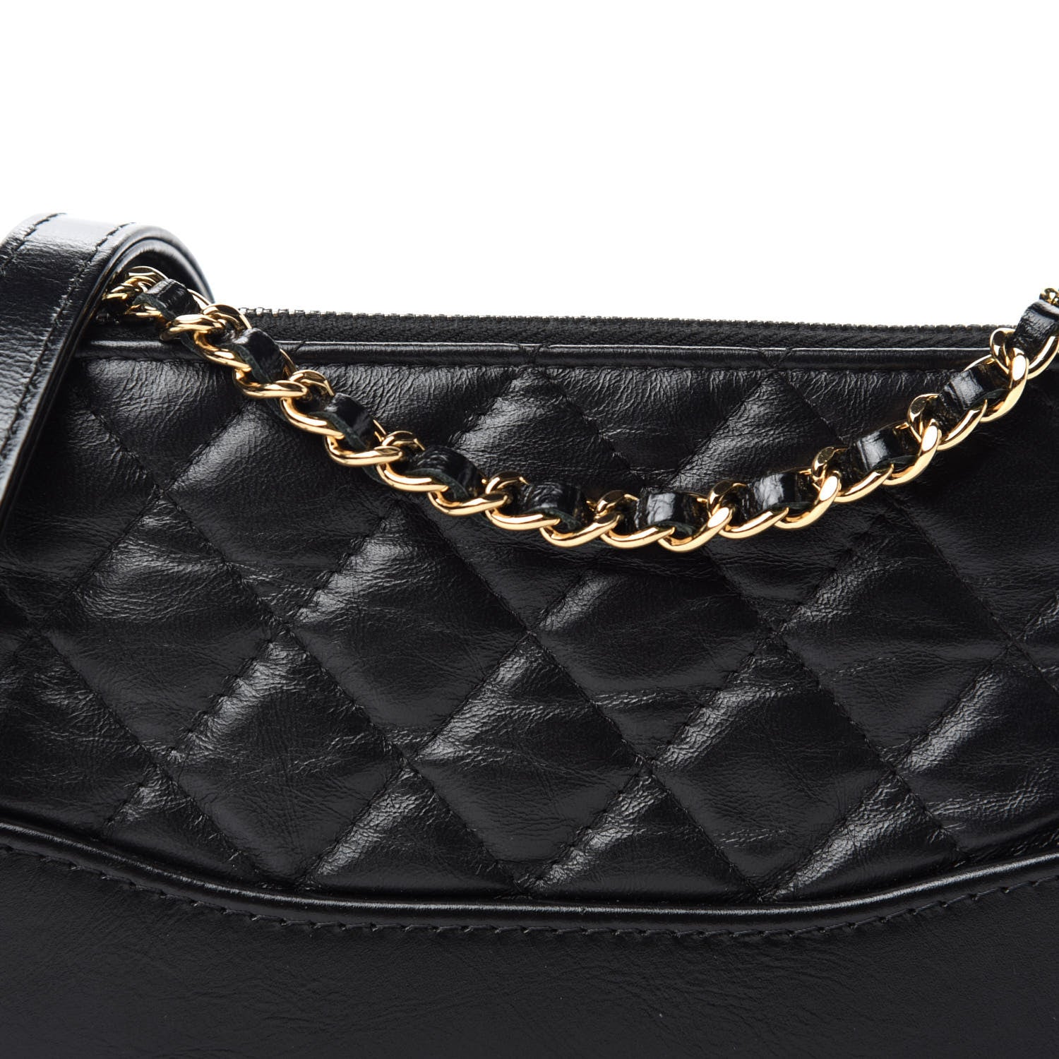 Chanel Aged Calfskin Quilted Small Gabrielle Clutch With Chain Black 11 of 11