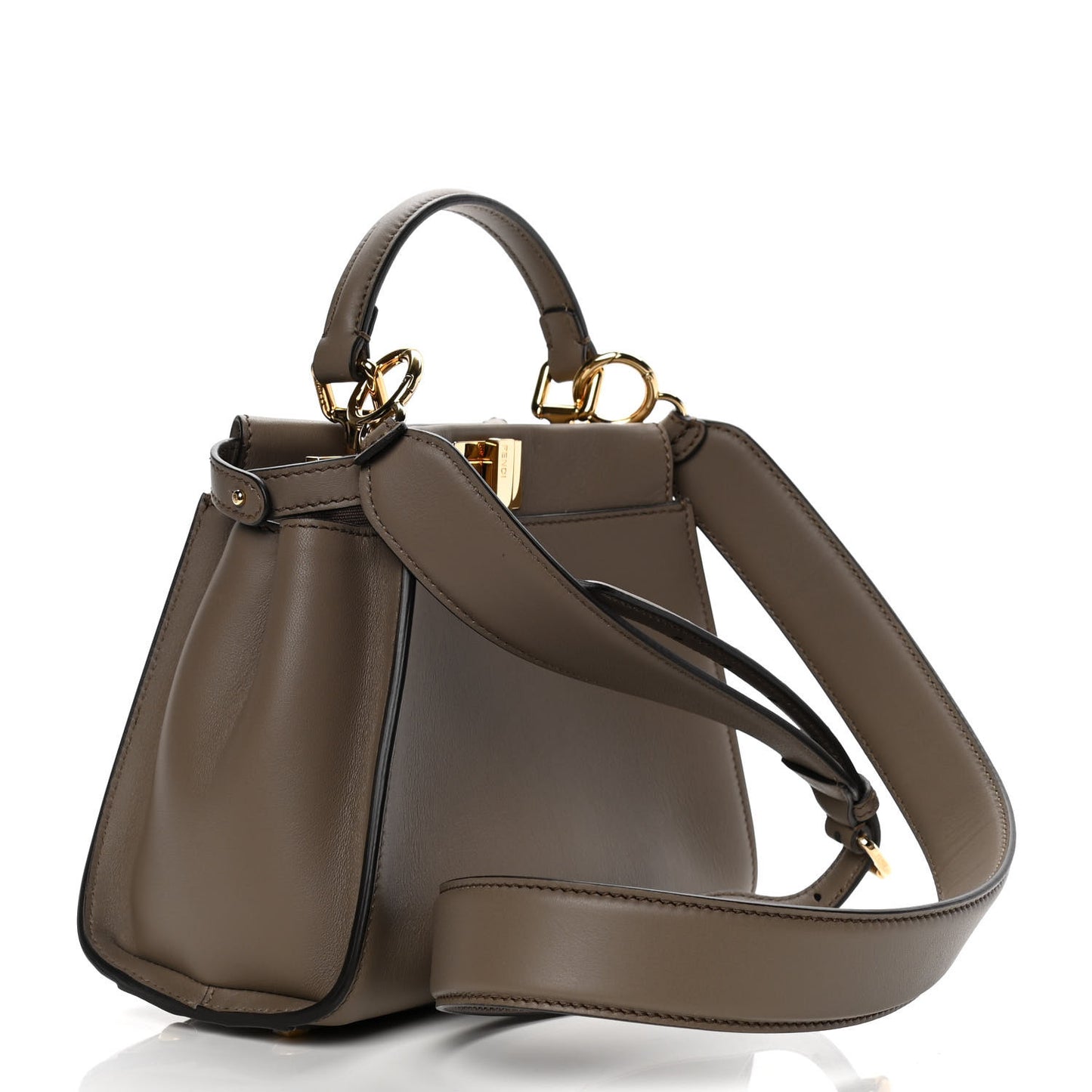 Vitello Seta Canvas FF Embroidered Mini Peekaboo Iconic Satchel Tartufo