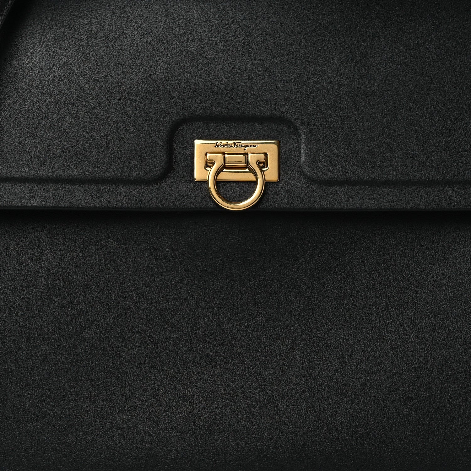 Salvatore Ferragamo Calfskin Trifolio Top Handle Bag Black 7 of 9