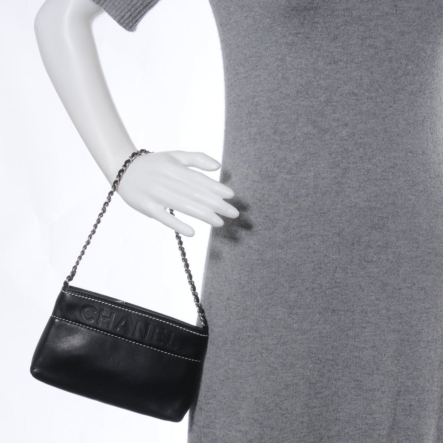 Leather Lax Pochette Bag Black