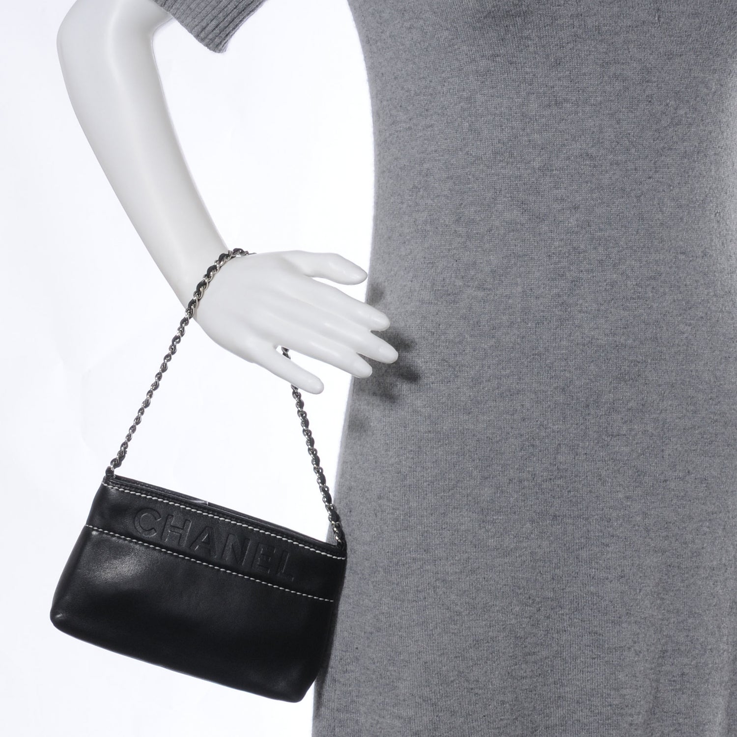 Chanel Leather Lax Pochette Bag Black 2 of 7