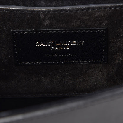 Saint Laurent Calfskin Fringe Medium Snake Monogram Satchel Black 6 of 6