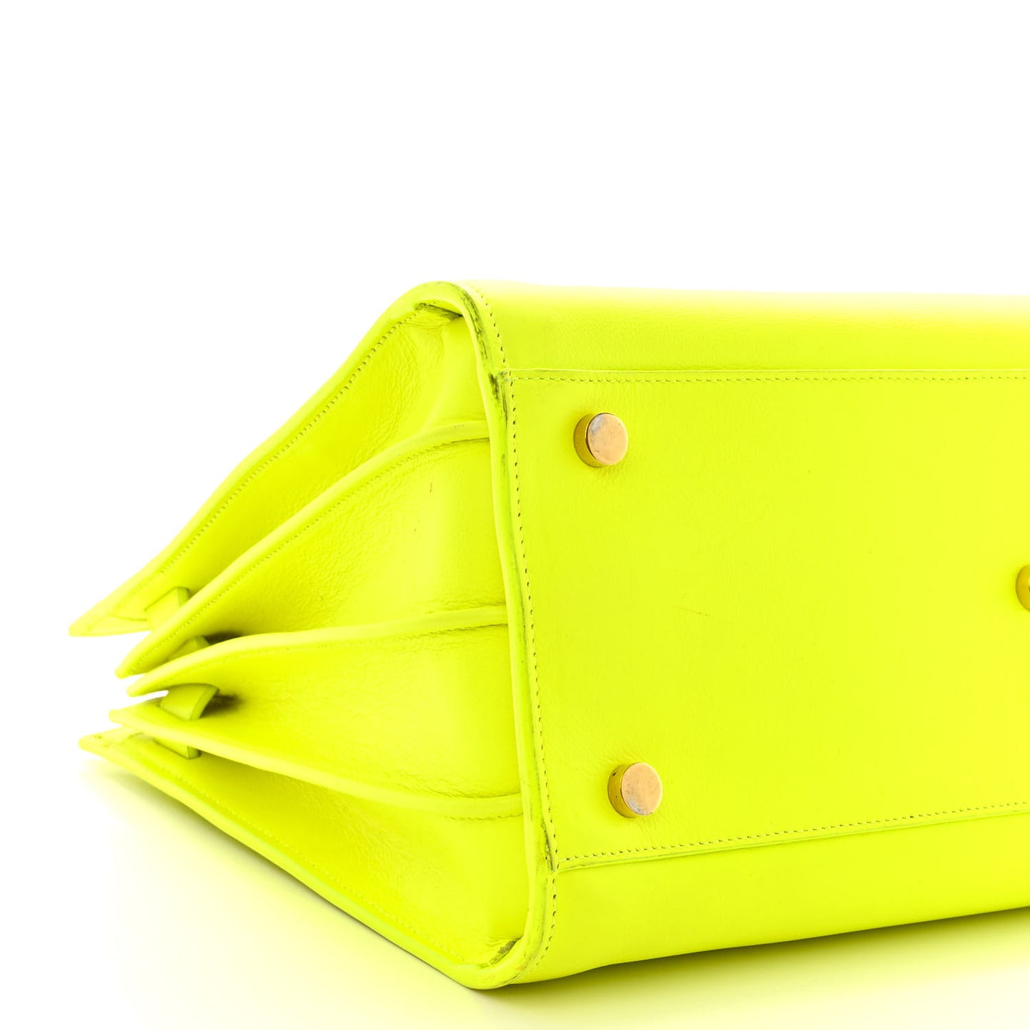 Calfskin Small Sac De Jour Bag Neon Yellow