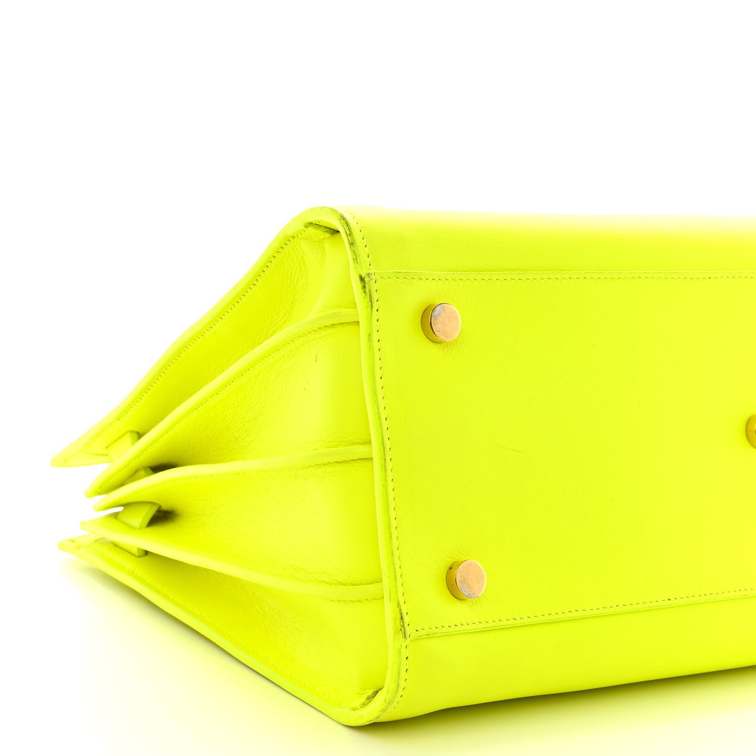 Saint Laurent Calfskin Small Sac De Jour Bag Neon Yellow 9 of 25