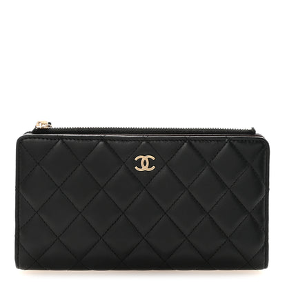 Chanel Lambskin Quilted Long Zip Wallet Black 1 of 8