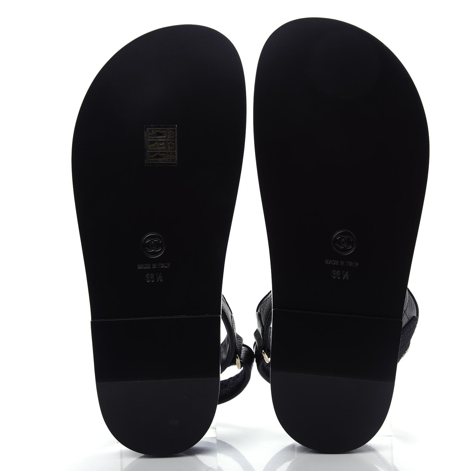 Chanel Grained Calfskin Velcro Dad Sandals 36.5 Black 6 of 11