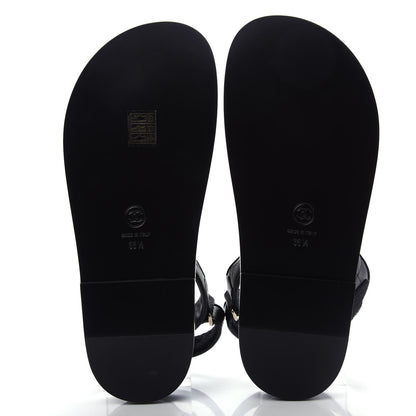 Chanel Grained Calfskin Velcro Dad Sandals 36.5 Black 6 of 11