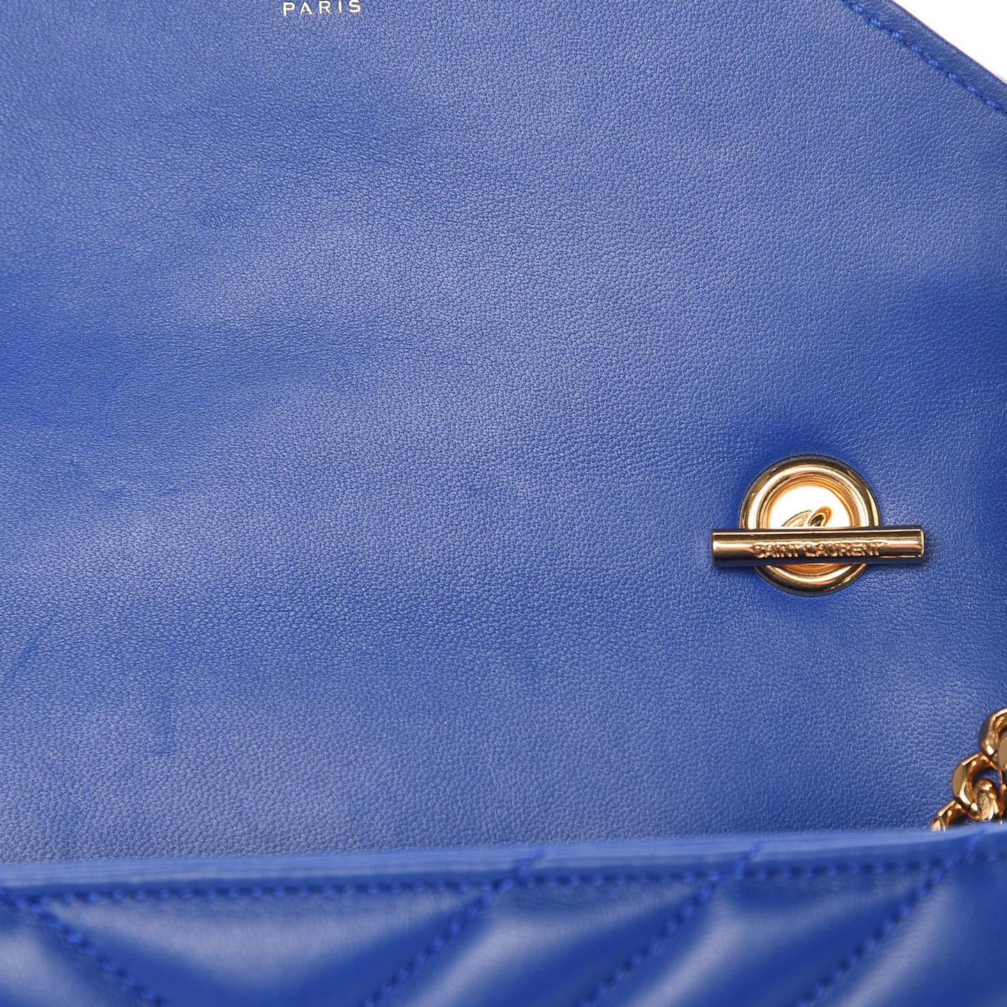 Sheepskin Matelasse Chevron Monogram Classic Baby Chain Bag Blue Majorelle