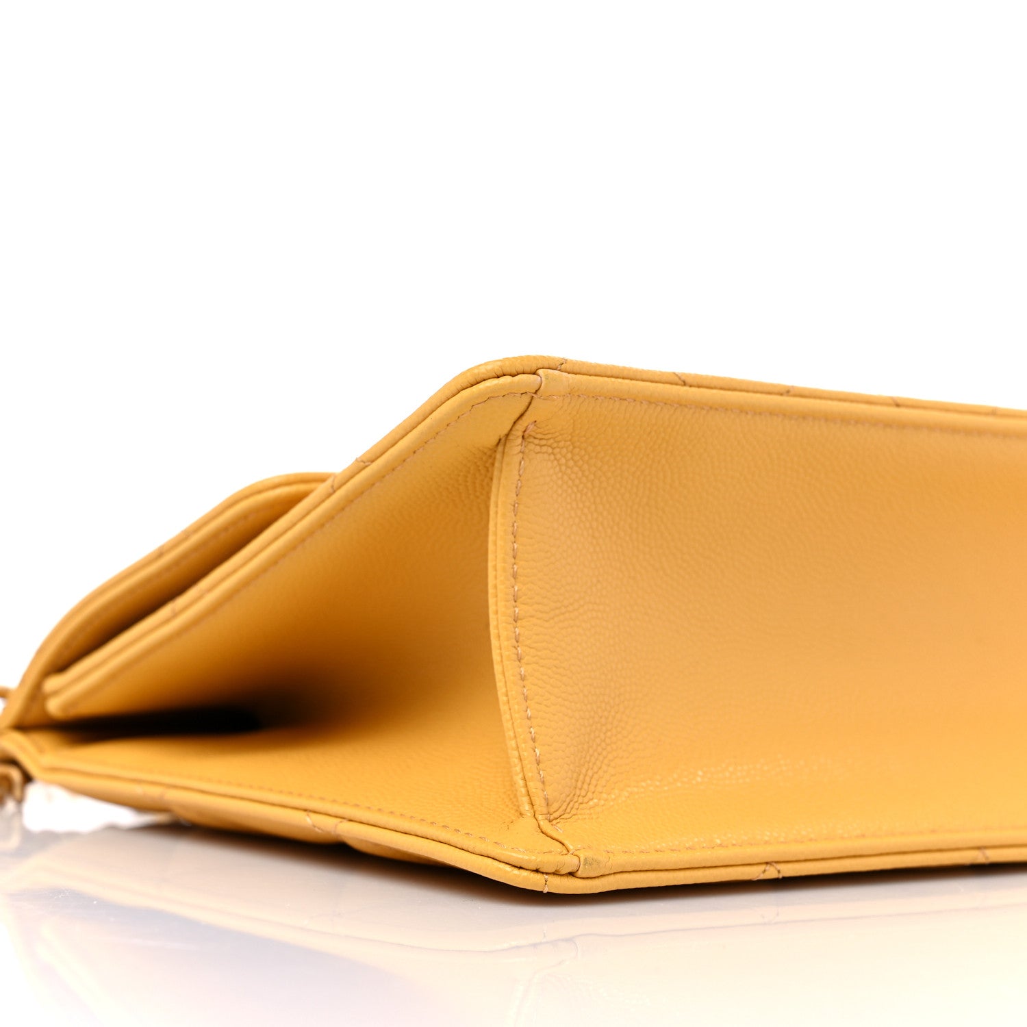 Chanel Caviar Quilted Chain Frame Flap Yellow 8 of 10