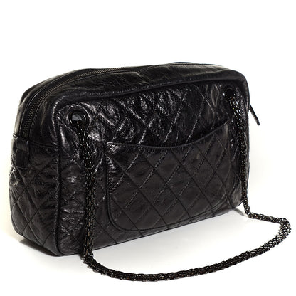 Chanel Metallic Aged Calfskin Quilted Medium Reissue Camera Case Black 3 of 7