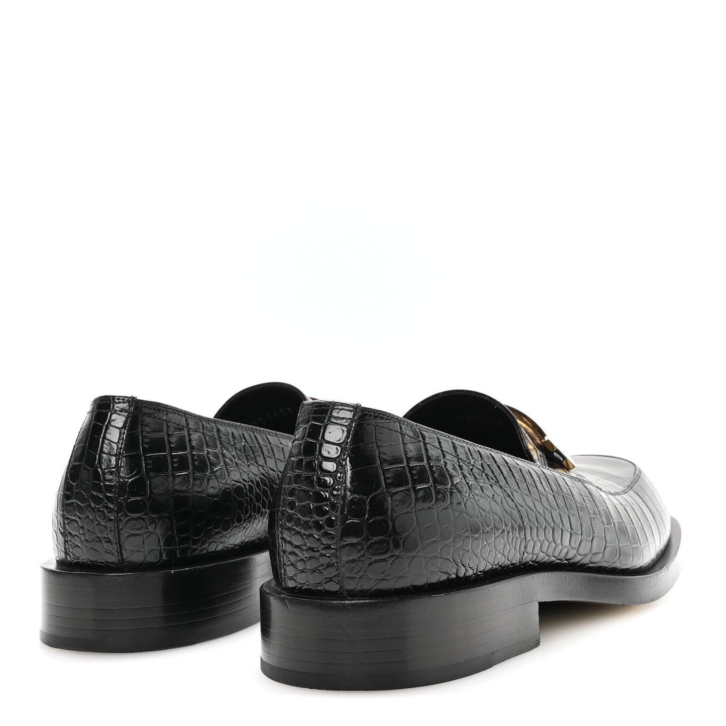 Crocodile Embossed Mens Baguette Loafers 8 Black