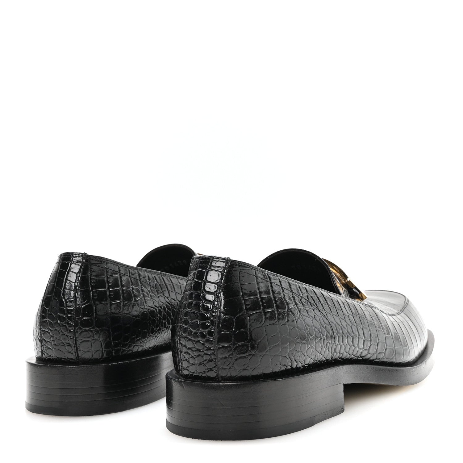 Fendi Crocodile Embossed Mens Baguette Loafers 8 Black 5 of 8