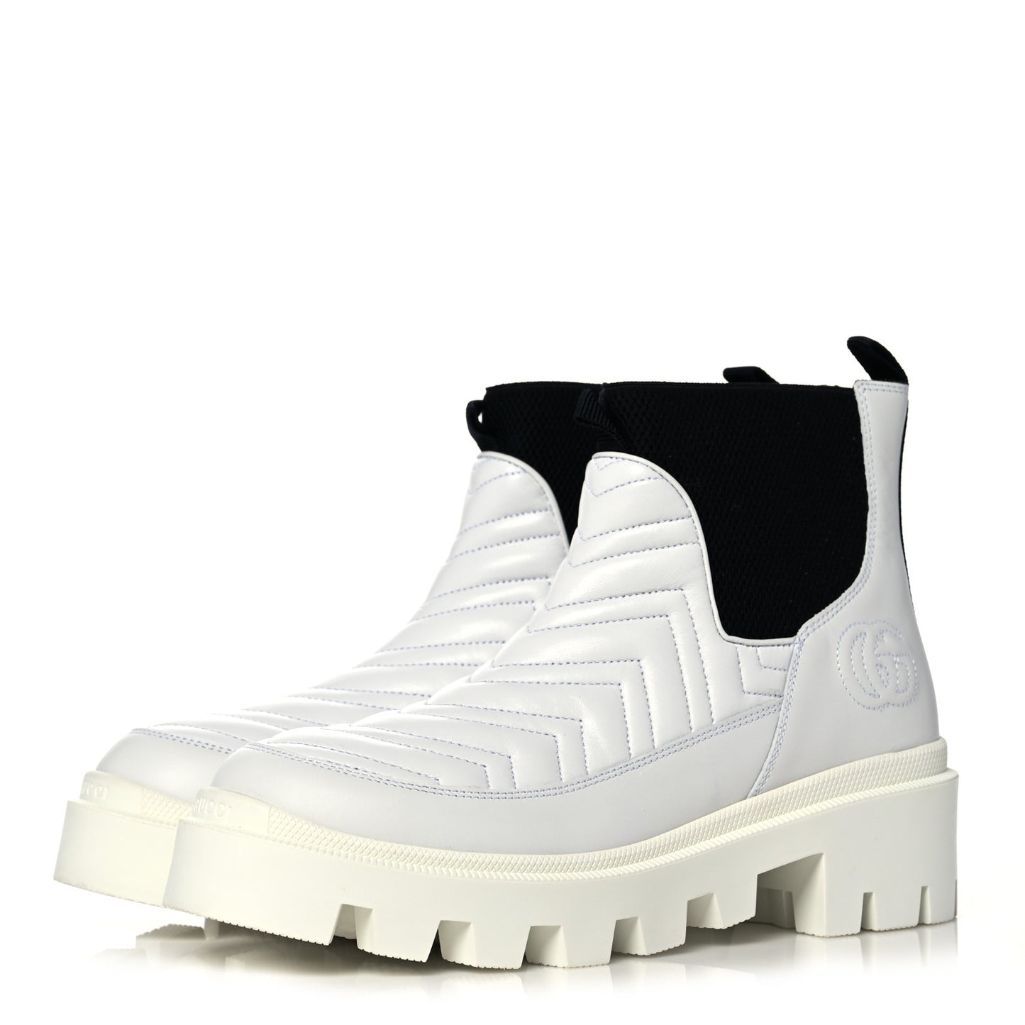 Calfskin Nappa Matelasse Frances Chelsea Boots 40 Great White Black