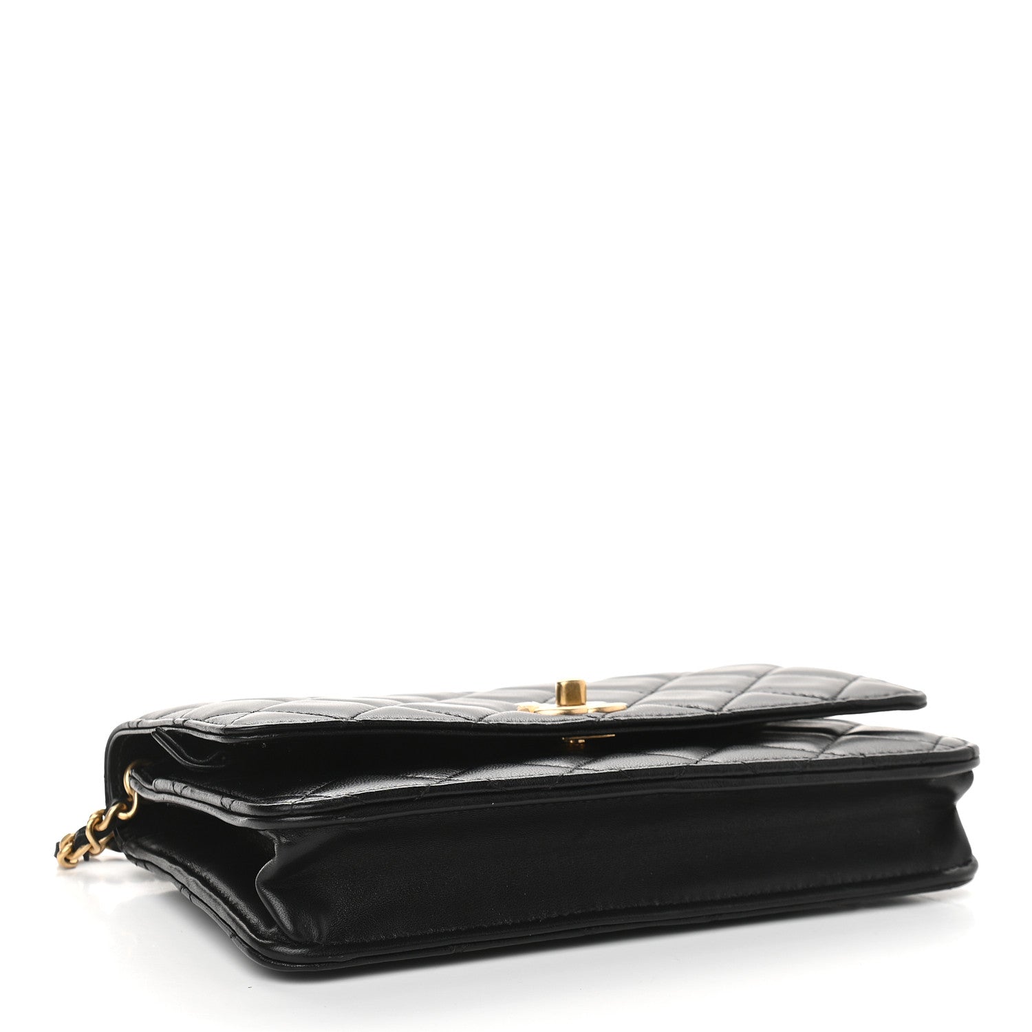 Chanel Lambskin Quilted CC Pearl Crush Wallet on Chain WOC Black 4 of 10