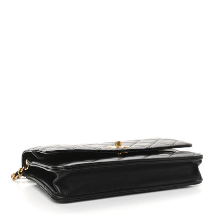 Chanel Lambskin Quilted CC Pearl Crush Wallet on Chain WOC Black 4 of 10