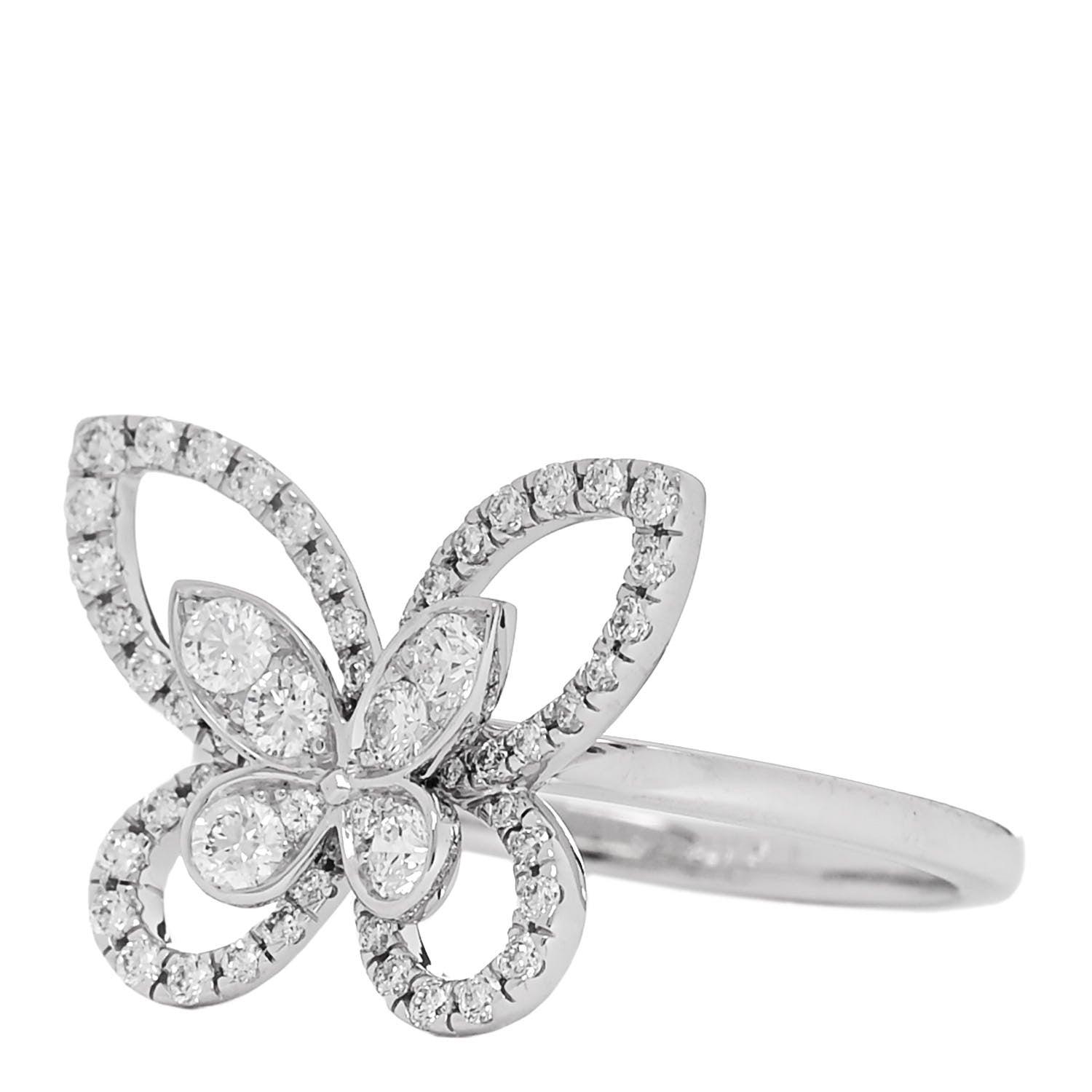 Graff 18K White Gold Diamond Butterfly Silhouette Ring 53 6.5 3 of 8