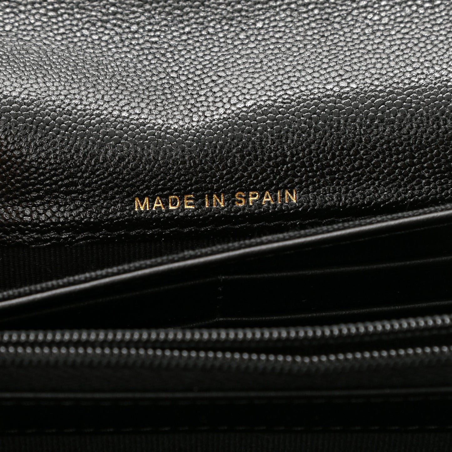 Caviar Quilted Studded CC Large Gusset Flap Wallet Black