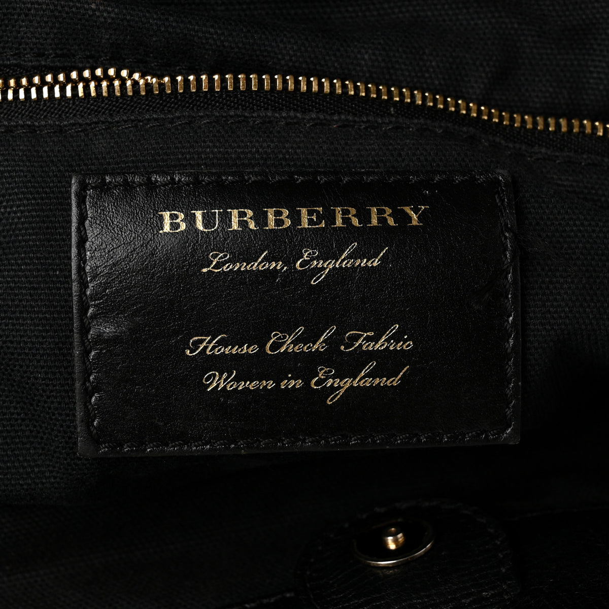 Grainy Calfskin House Check Small Canterbury Tote Black