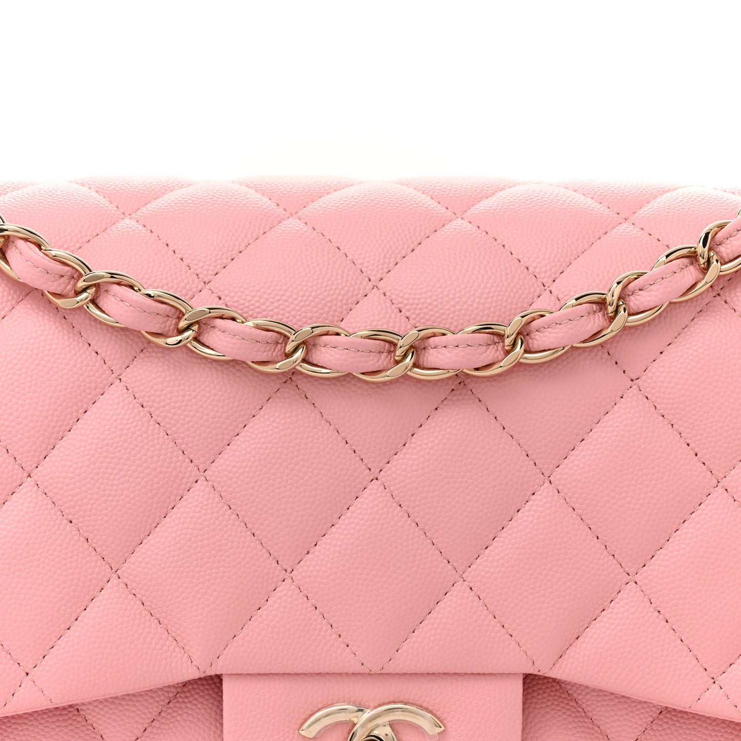 Caviar Quilted Jumbo Double Flap Pink