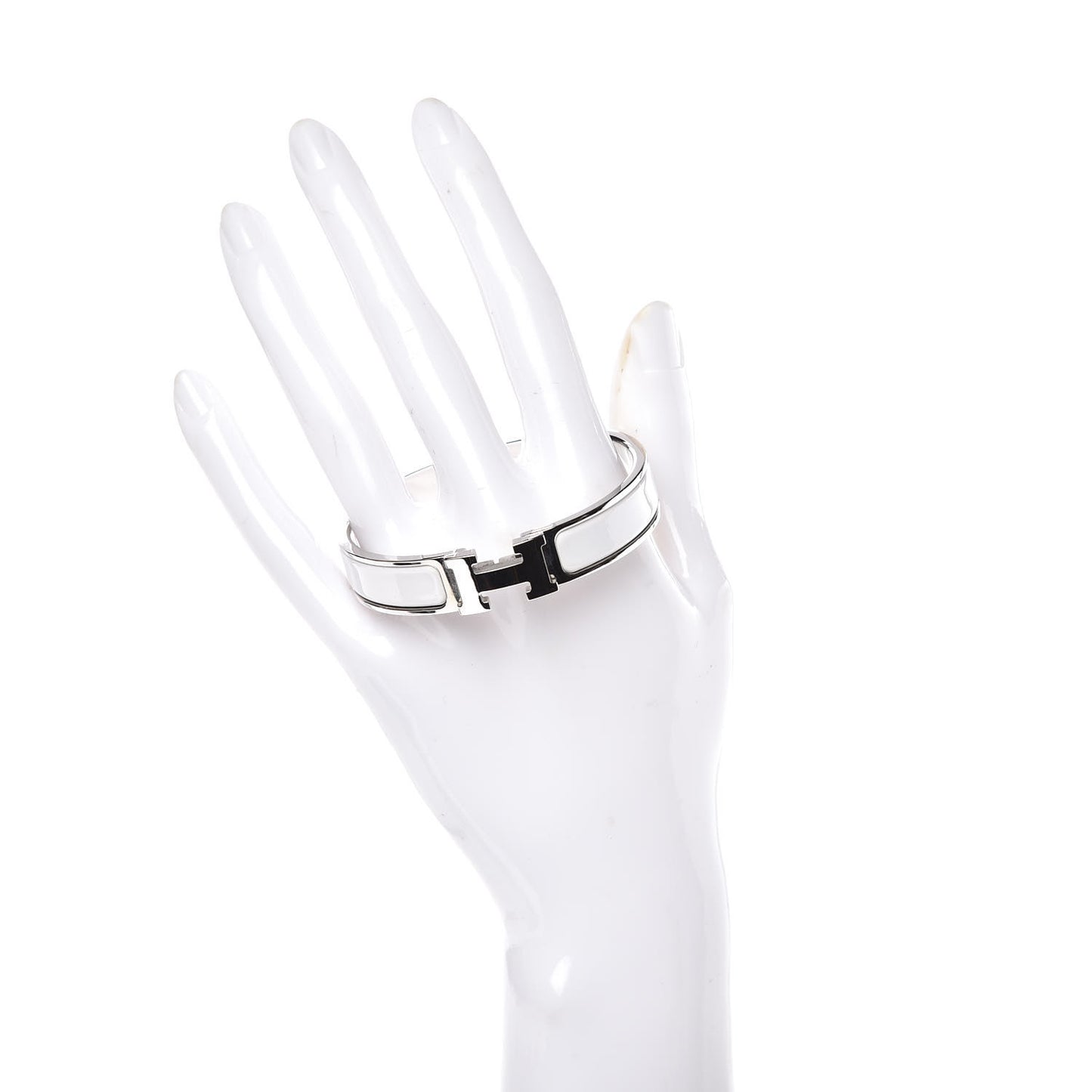 Enamel Narrow Clic Clac H Bracelet PM White