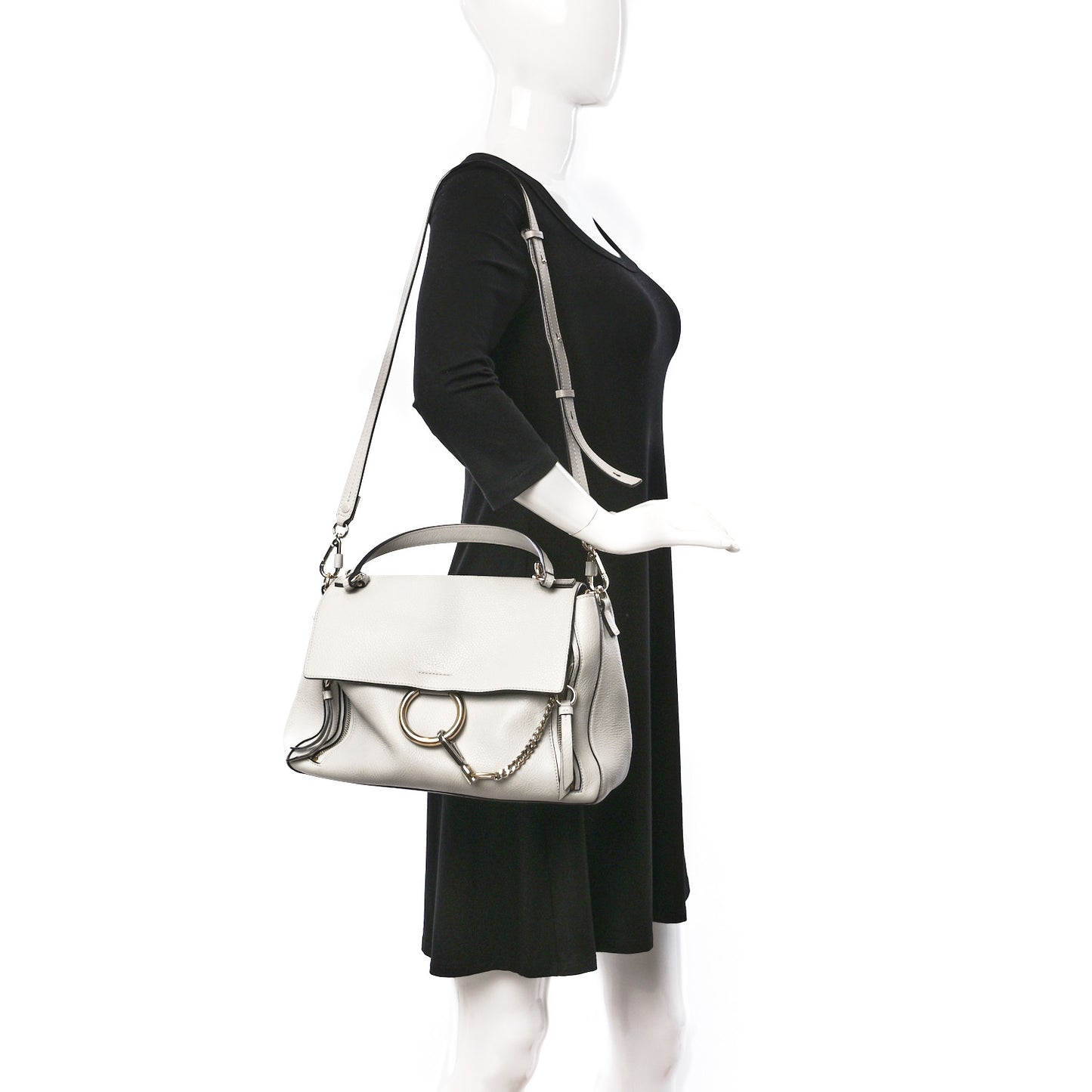 Calfskin Small Faye Day Shoulder Bag Motty Grey