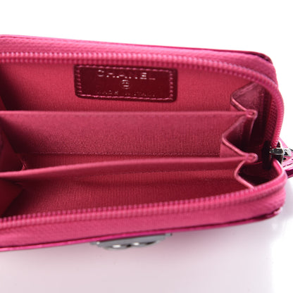 Chanel Metallic Patent Quilted Zip Around Boy Coin Purse Wallet Fuchsia 5 of 8