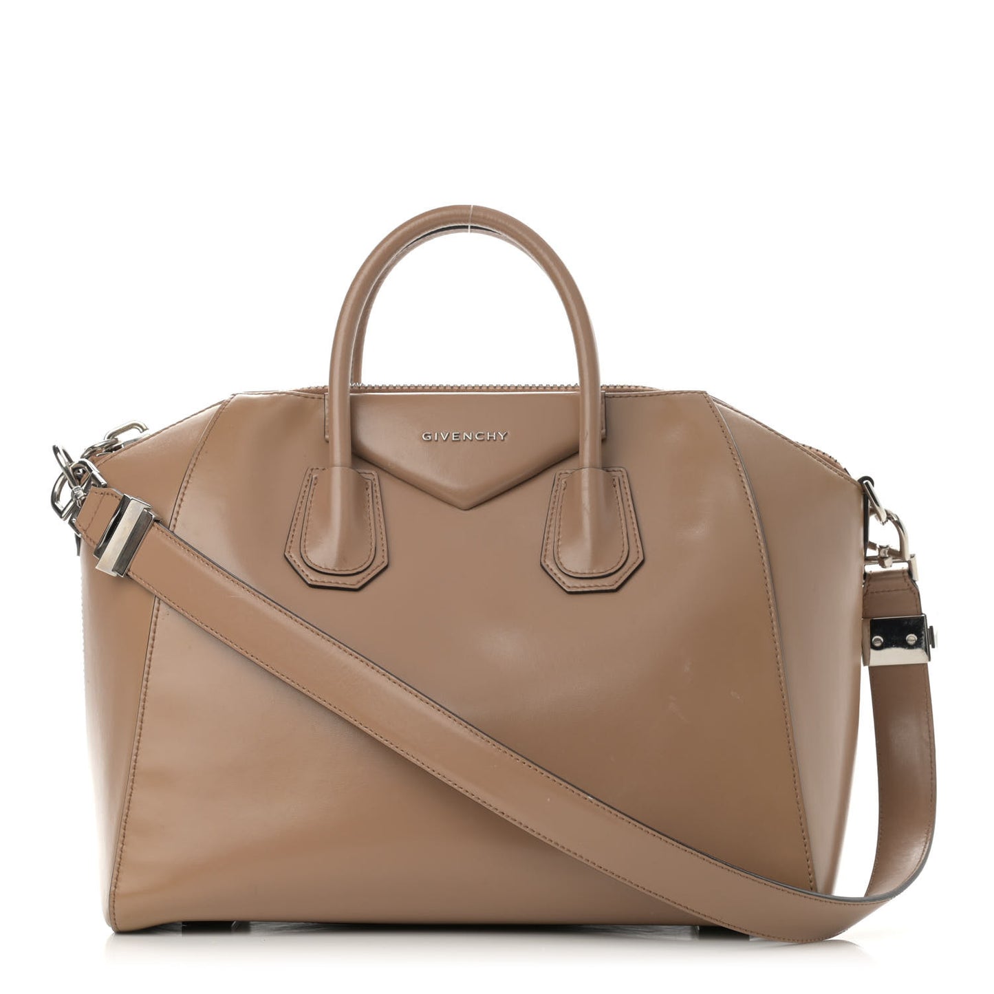 Shiny Lord Calfskin Medium Antigona Dark Beige